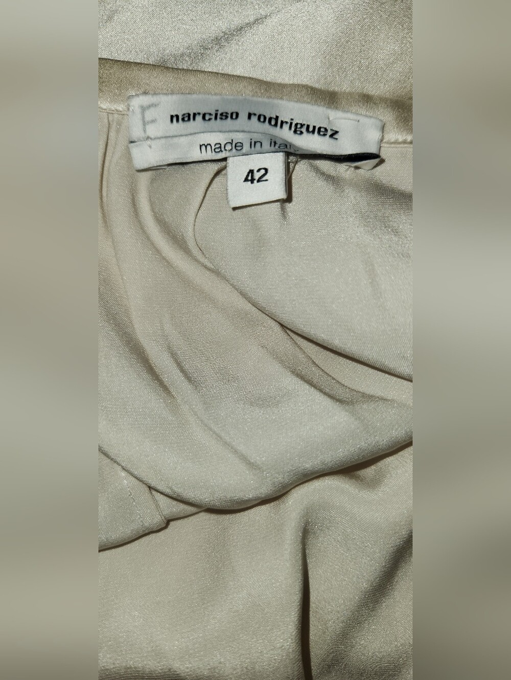 Narciso Rodriguez Cream Silver Satin Skirt Size 42 Italian